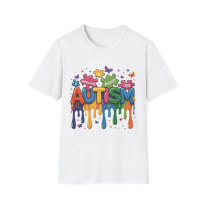 Autism Awareness Drip Graphic T-Shirt – Colorful Puzzle Heart Design