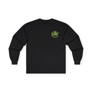 Long Sleeve Tee — "Good Buds Stick Together" Cannabis Leaf Graphic
