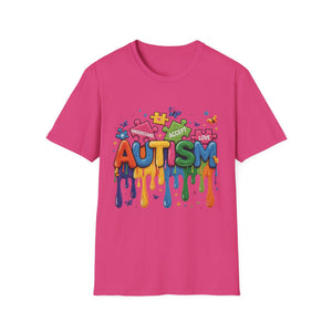Autism Awareness Drip Graphic T-Shirt – Colorful Puzzle Heart Design