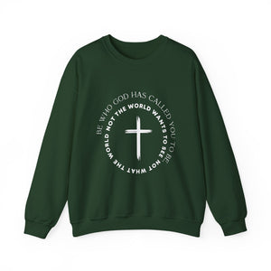 Christian Cross Crewneck Sweatshirt — "Be who God has called you to be, not what the world wants"