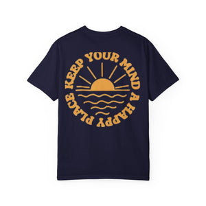 Peace Vibes Tee — "Peace" Chest + Keep Your Mind Happy Back Graphic T-Shirt