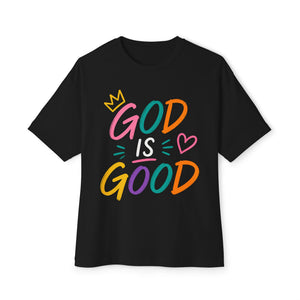 God Good All The Time Graphic Tee — Colorful Christian Faith Oversized T‑Shirt