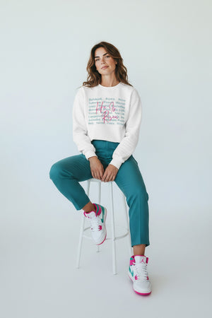 Christian Crewneck Sweatshirt — "He Is Risen" Floral Typography