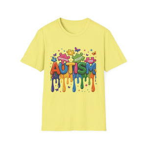 Autism Awareness Drip Graphic T-Shirt – Colorful Puzzle Heart Design