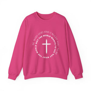 Christian Cross Crewneck Sweatshirt — "Be who God has called you to be, not what the world wants"