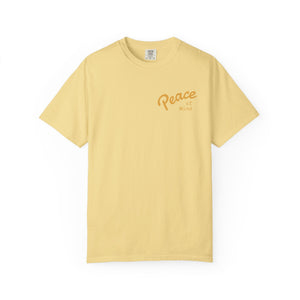 Peace Vibes Tee — "Peace" Chest + Keep Your Mind Happy Back Graphic T-Shirt