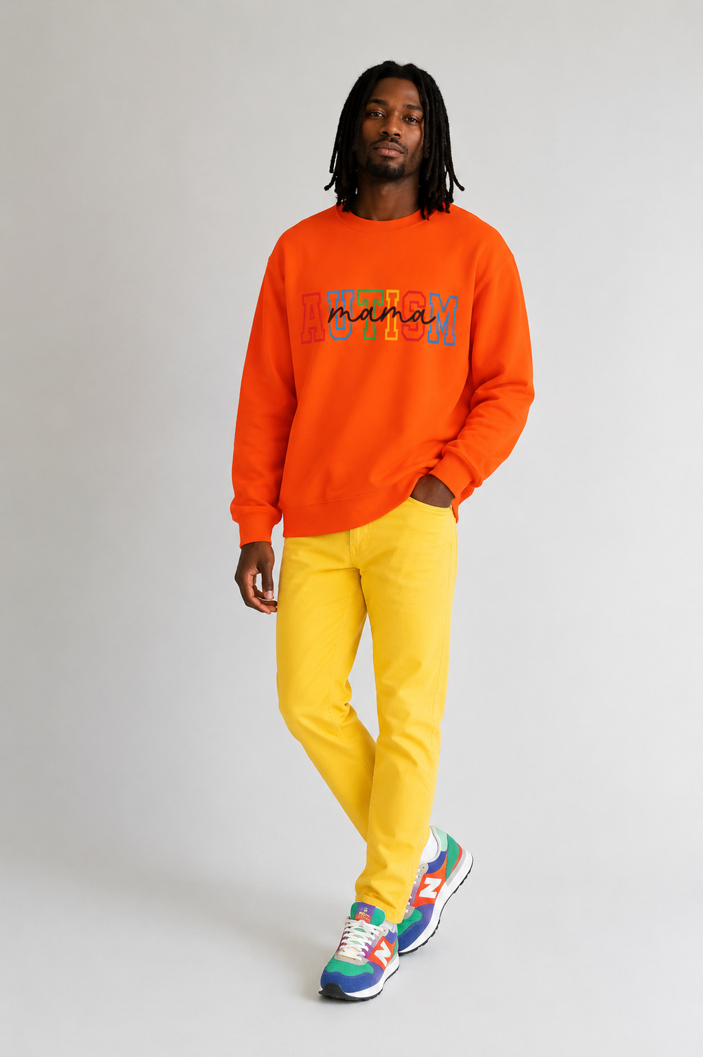 Autism Pride Crewneck Sweatshirt – Rainbow Block Letters "AUTISM"