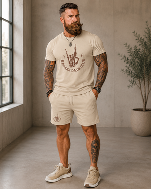 Badass Dads Club T-Shirt — Retro Skeleton Hand Rocker Tee for Cool Dads