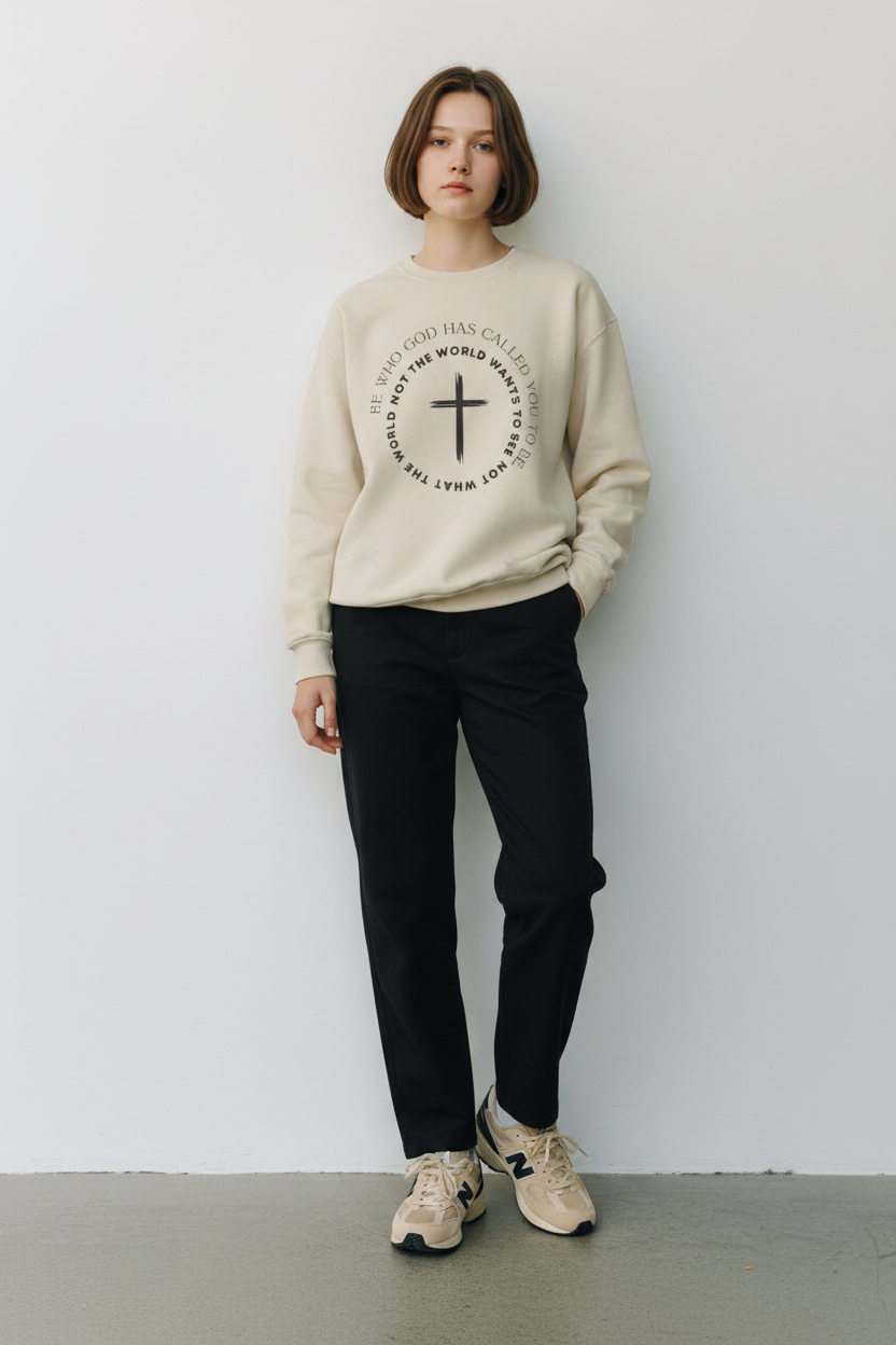 Christian Cross Crewneck Sweatshirt — "Not What the World Wants" Faith Graphic
