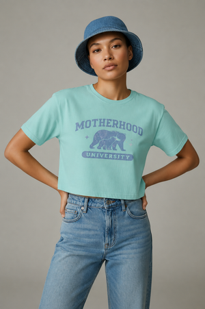 Motherhood University Women's Boxy Tee — Mom Life Graphic Shirt