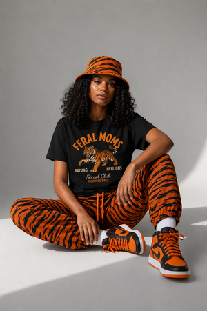 Feral Moms Tiger T-Shirt — 'Raising Rebellions' Vintage Cat Mom Tee