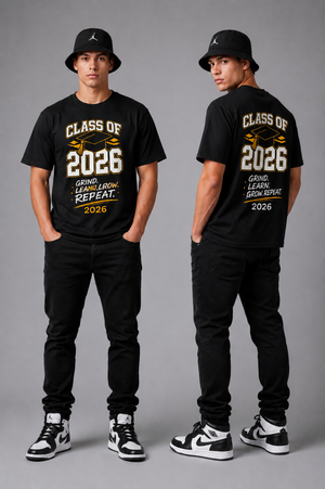 Class of 2026 Graduation T-Shirt — 'Grind, Learn, Grow, Repeat'