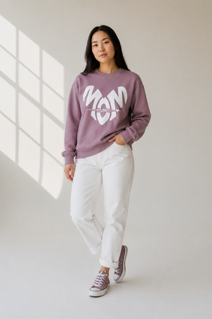 Mom Heart Crewneck Sweatshirt — Cozy Mother's Day Gift