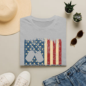 Military Mom T-Shirt - Distressed American Flag & Dog Tags Tee