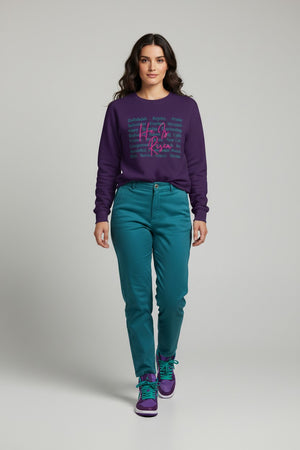 Christian Crewneck Sweatshirt — "He Is Risen" Floral Typography