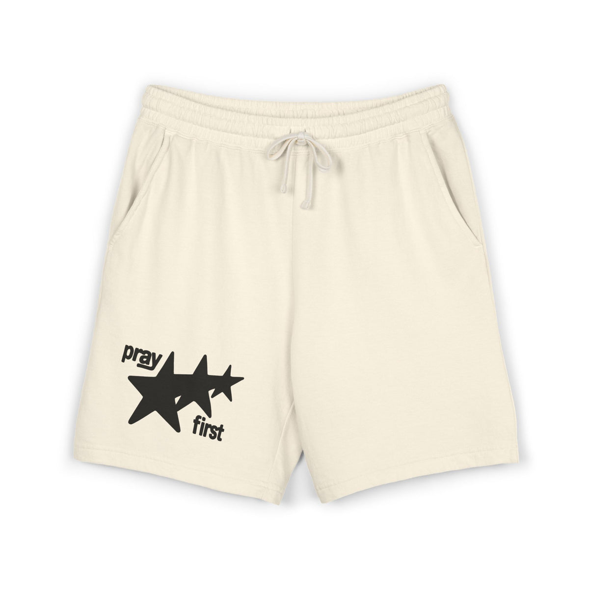 Prayer First Star Sweat Shorts — Garment-Dyed Lightweight Fleece