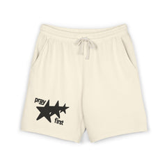 Prayer First Star Sweat Shorts — Garment-Dyed Lightweight Fleece