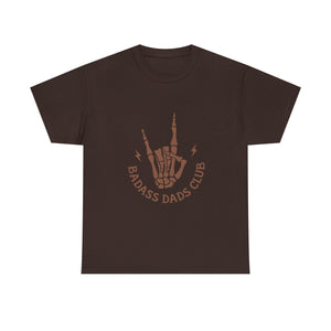 Badass Dads Club T-Shirt — Retro Skeleton Hand Rocker Tee for Cool Dads