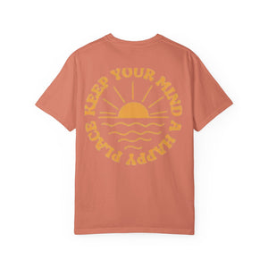 Peace Vibes Tee — "Peace" Chest + Keep Your Mind Happy Back Graphic T-Shirt