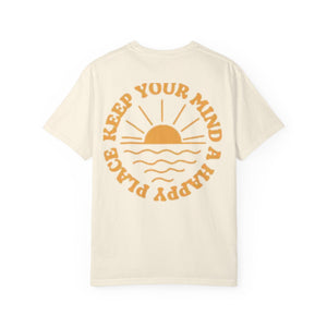Peace Vibes Tee — "Peace" Chest + Keep Your Mind Happy Back Graphic T-Shirt