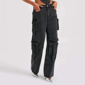 Tube Top And Pocket Stitching Jeans Pants