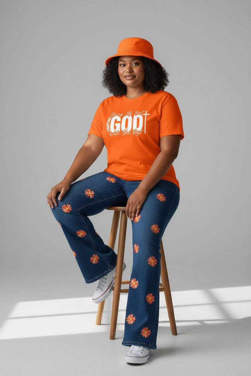 Faith T-Shirt — "Trusting God, Doing My Best" Christian Graphic Tee