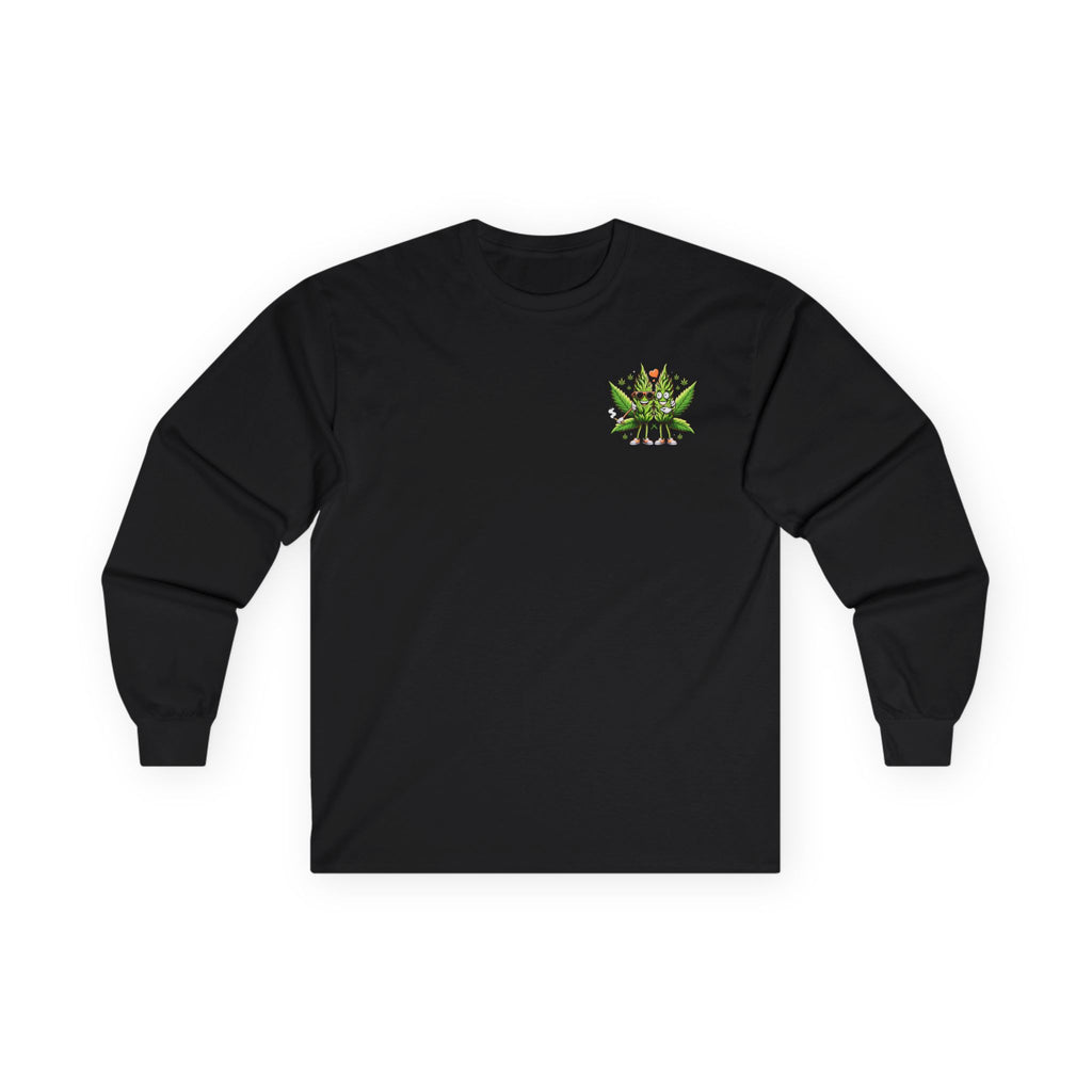 Long Sleeve Tee — "Good Buds Stick Together" Cannabis Leaf Graphic