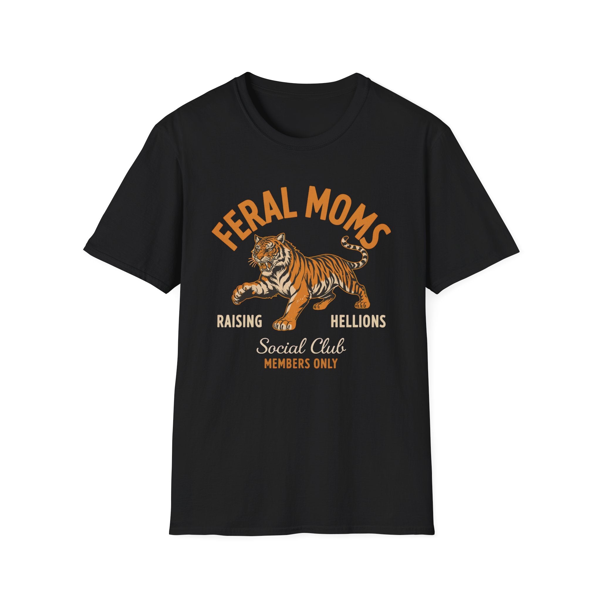 Feral Moms Tiger T-Shirt — 'Raising Rebellions' Vintage Cat Mom Tee