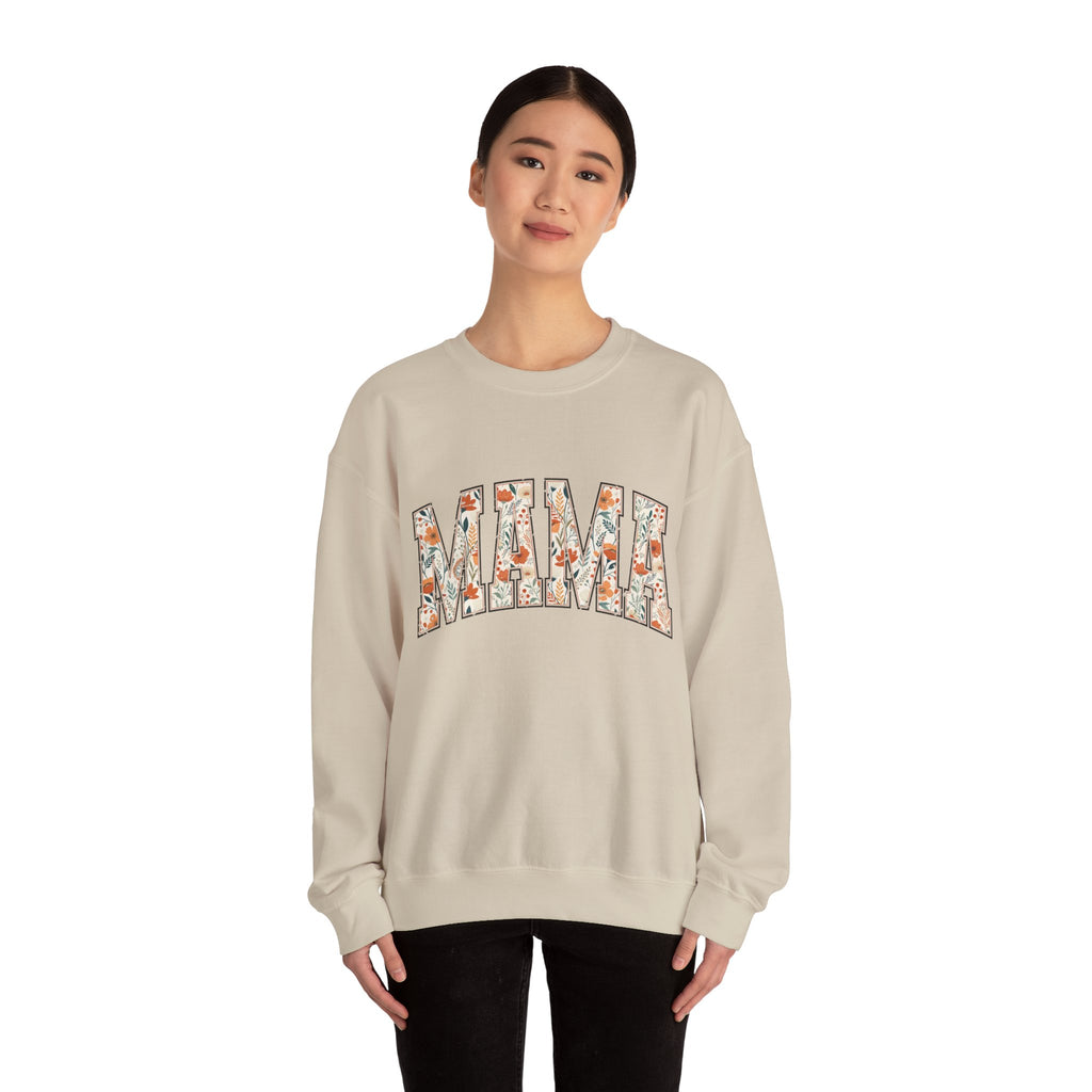 Mama Floral Crewneck Sweatshirt — Floral Block Letter MAMA Pullover