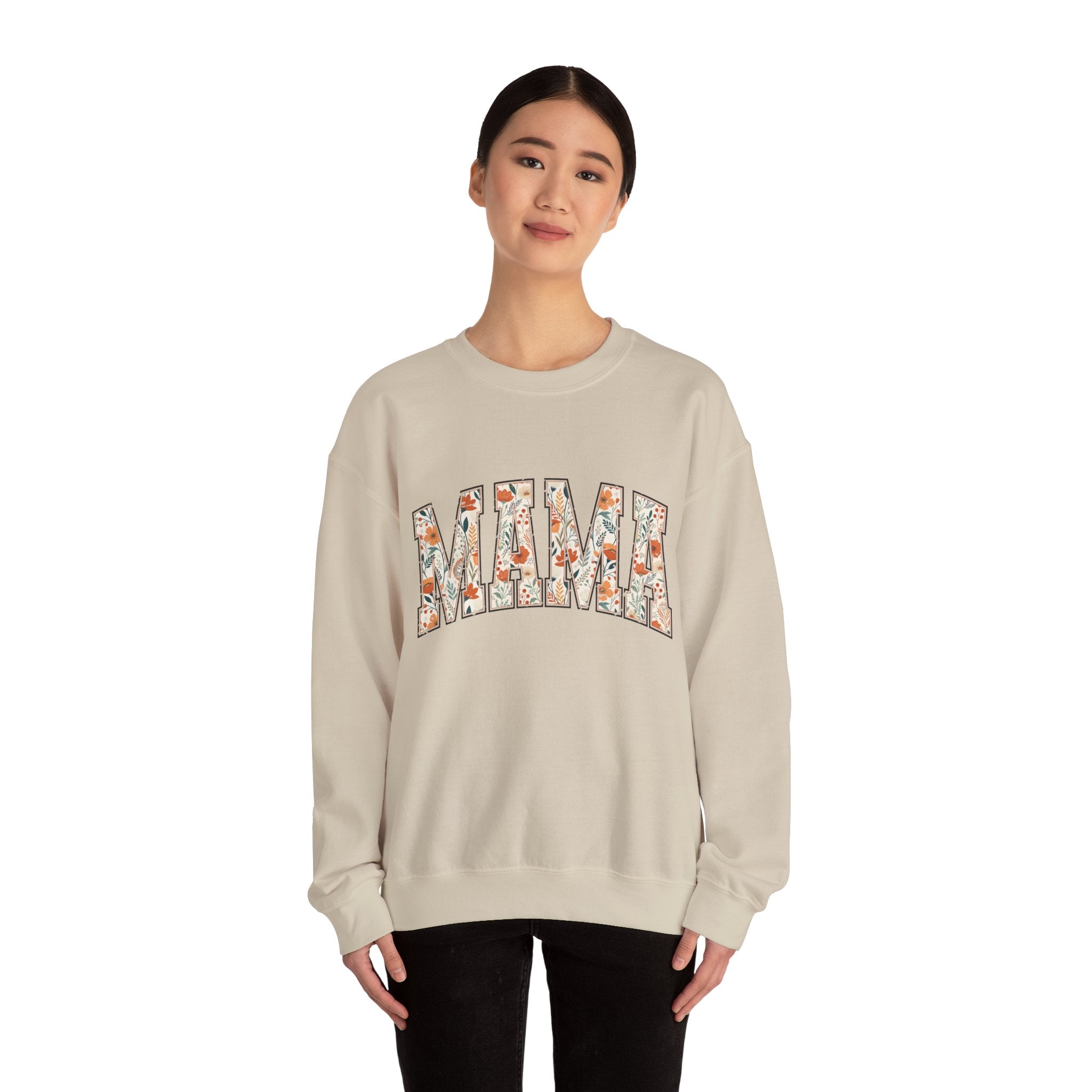 Mama Floral Crewneck Sweatshirt — Floral Block Letter MAMA Pullover