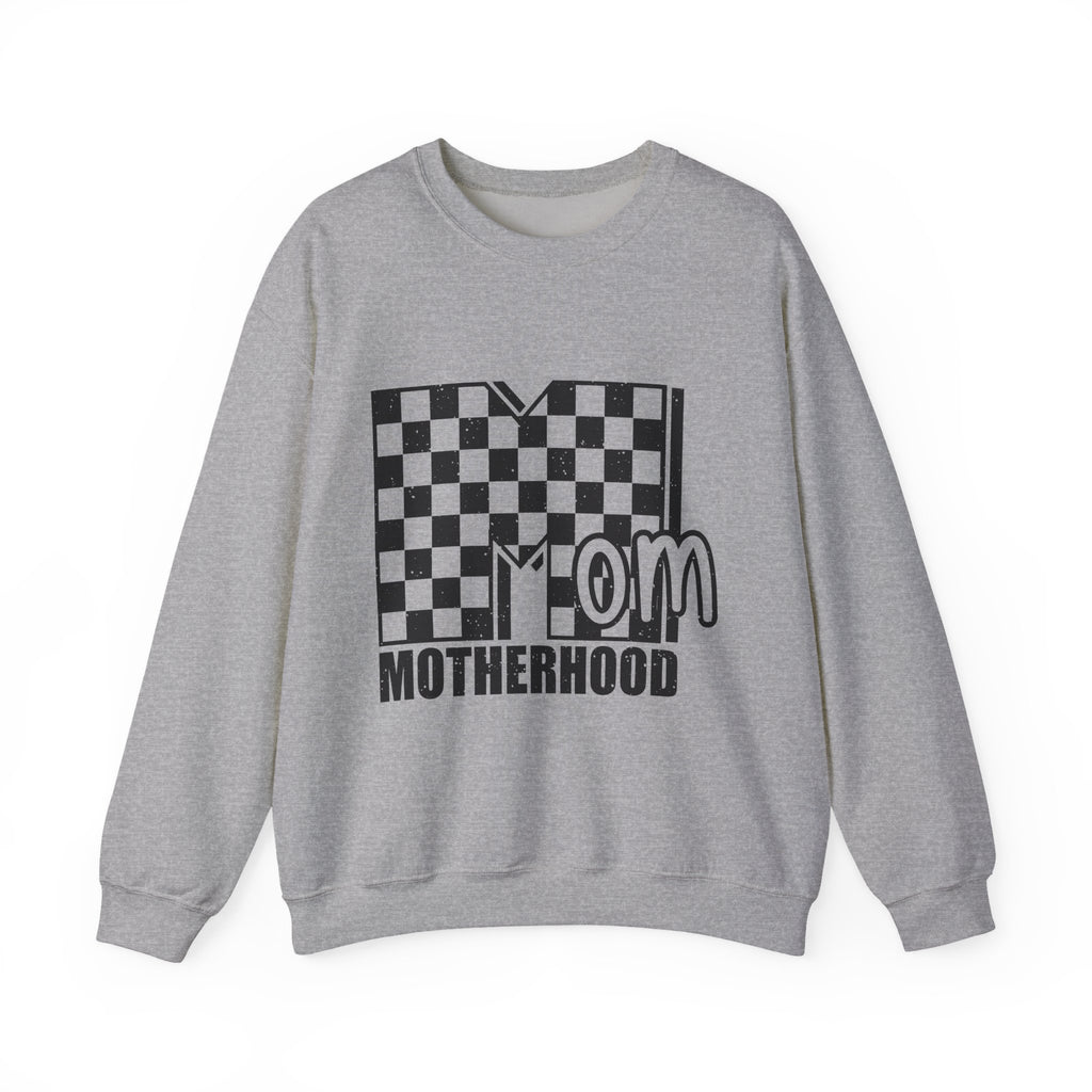Mom Motherhood Sweatshirt – Checkerboard 'Mom' Graphic Crewneck