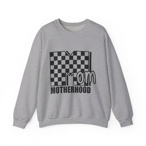Mom Motherhood Sweatshirt – Checkerboard 'Mom' Graphic Crewneck