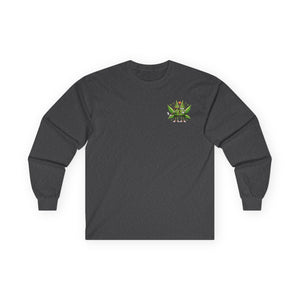 Long Sleeve Tee — "Good Buds Stick Together" Cannabis Leaf Graphic