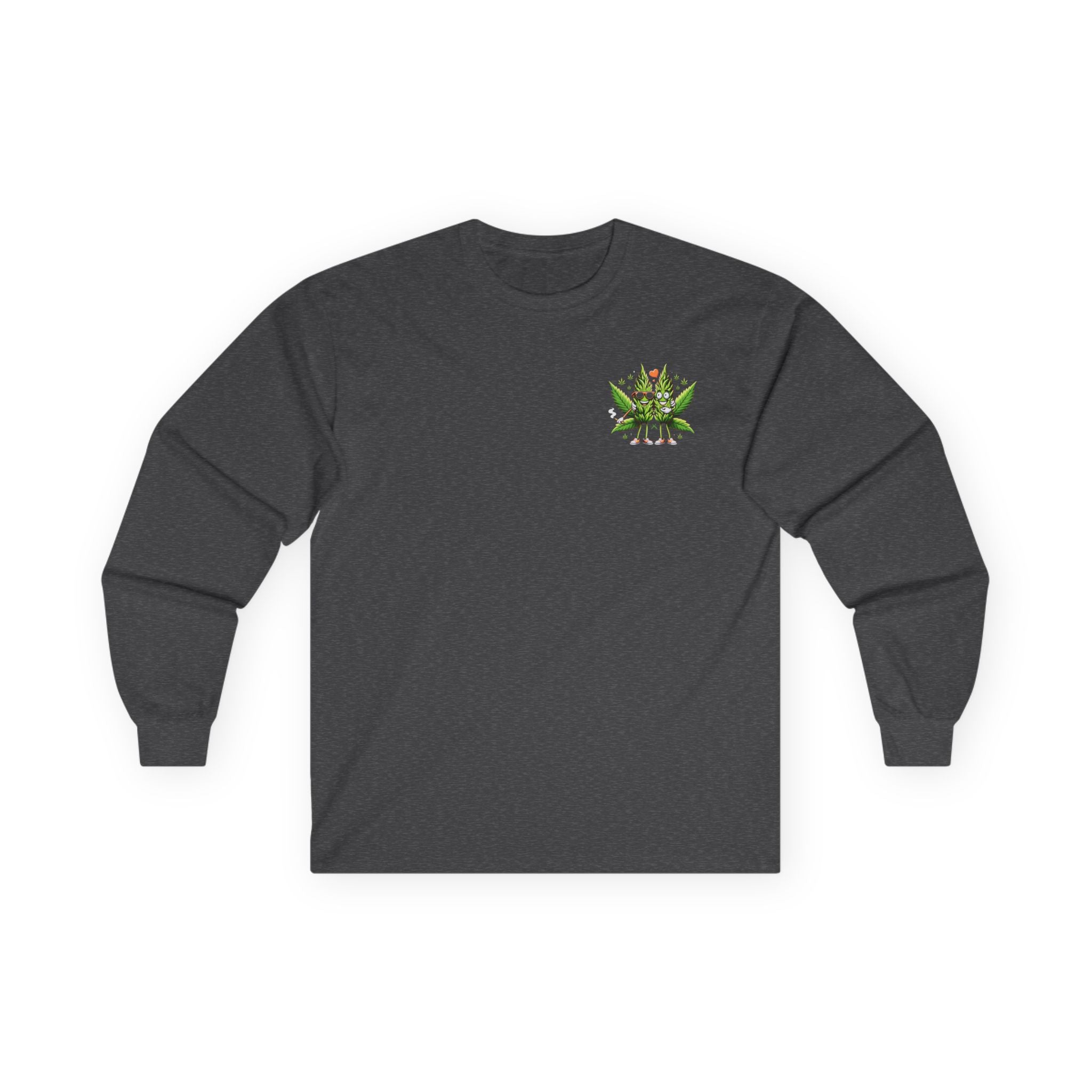 Long Sleeve Tee — "Good Buds Stick Together" Cannabis Leaf Graphic