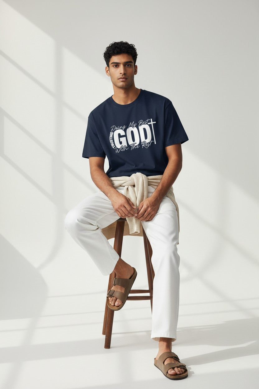 Faith T-Shirt — "Trusting God, Doing My Best" Christian Graphic Tee