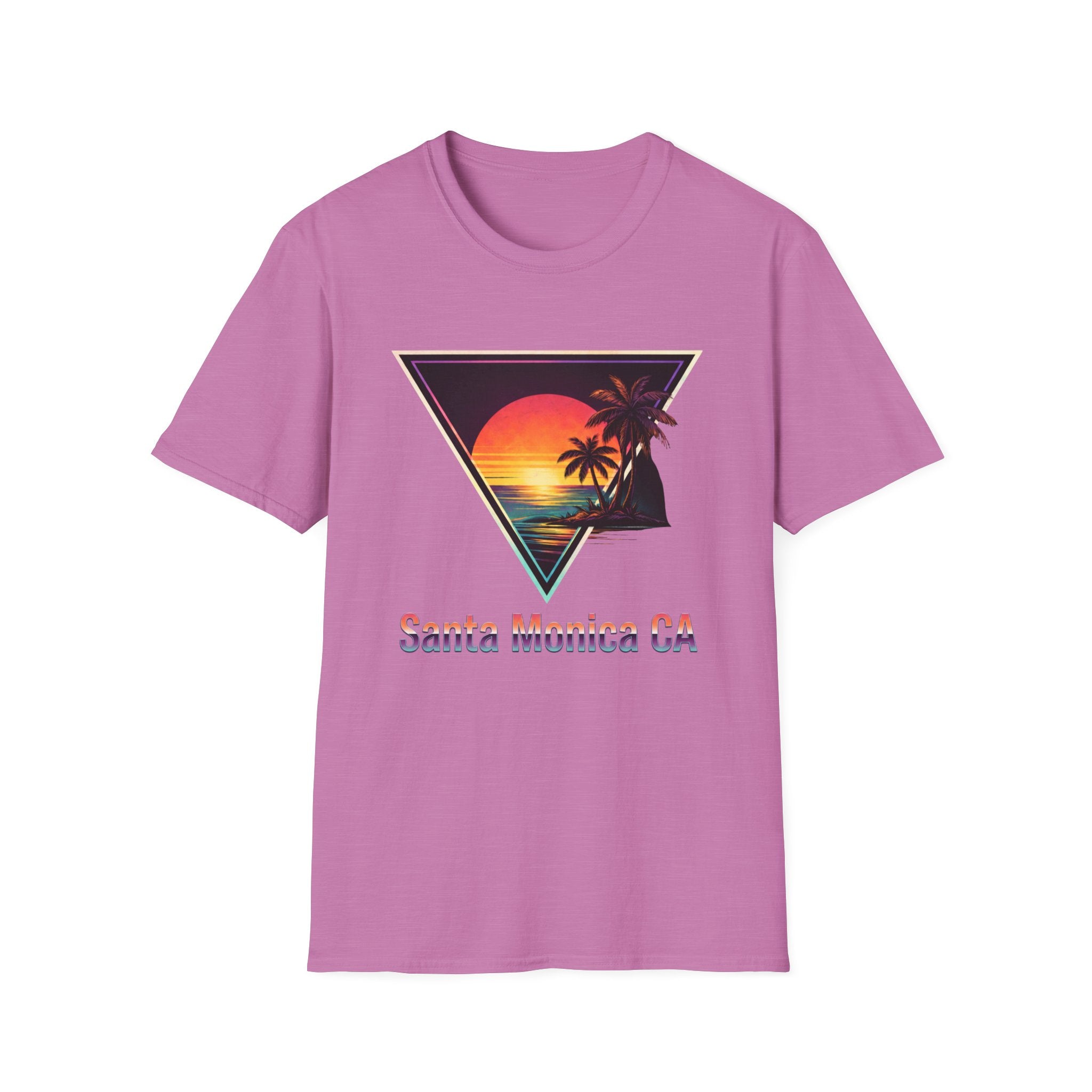 Santa Monica Sunset T-Shirt – Retro Triangle Palm Beach Tee
