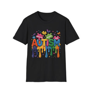 Autism Awareness Drip Graphic T-Shirt – Colorful Puzzle Heart Design