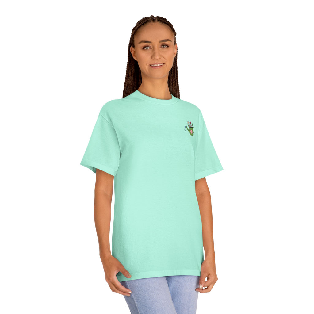 Plant Grow Tee – 'Plant Grow Good Seeds' Watering Can Flower T-Shirt