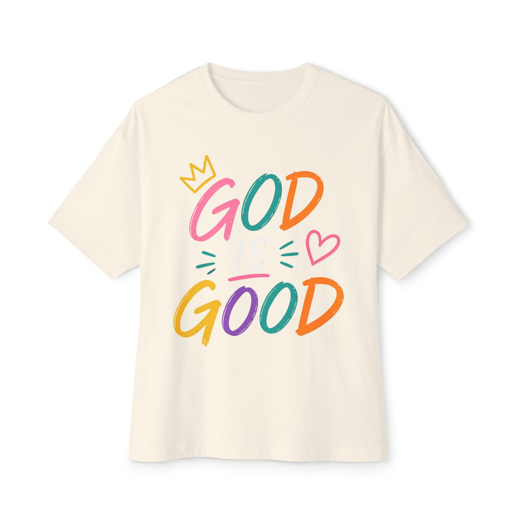 God Good All The Time Graphic Tee — Colorful Christian Faith Oversized T‑Shirt