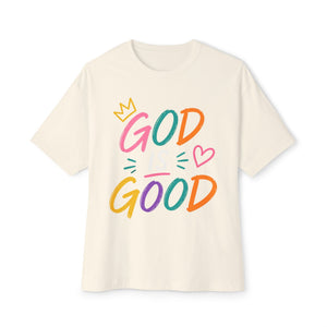 God Good All The Time Graphic Tee — Colorful Christian Faith Oversized T‑Shirt