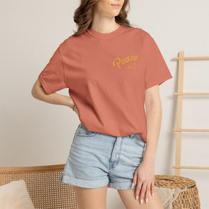 Peace Vibes Tee — "Peace" Chest + Keep Your Mind Happy Back Graphic T-Shirt