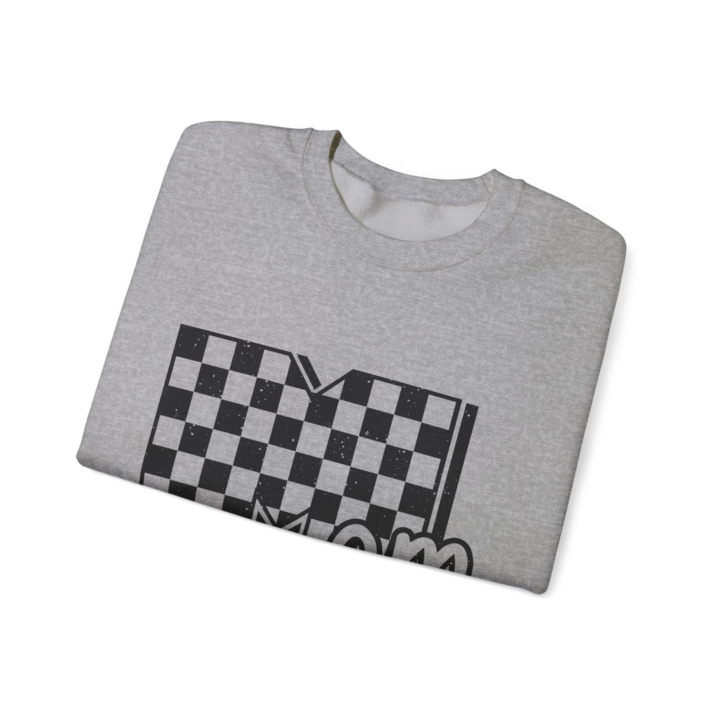 Mom Motherhood Sweatshirt – Checkerboard 'Mom' Graphic Crewneck