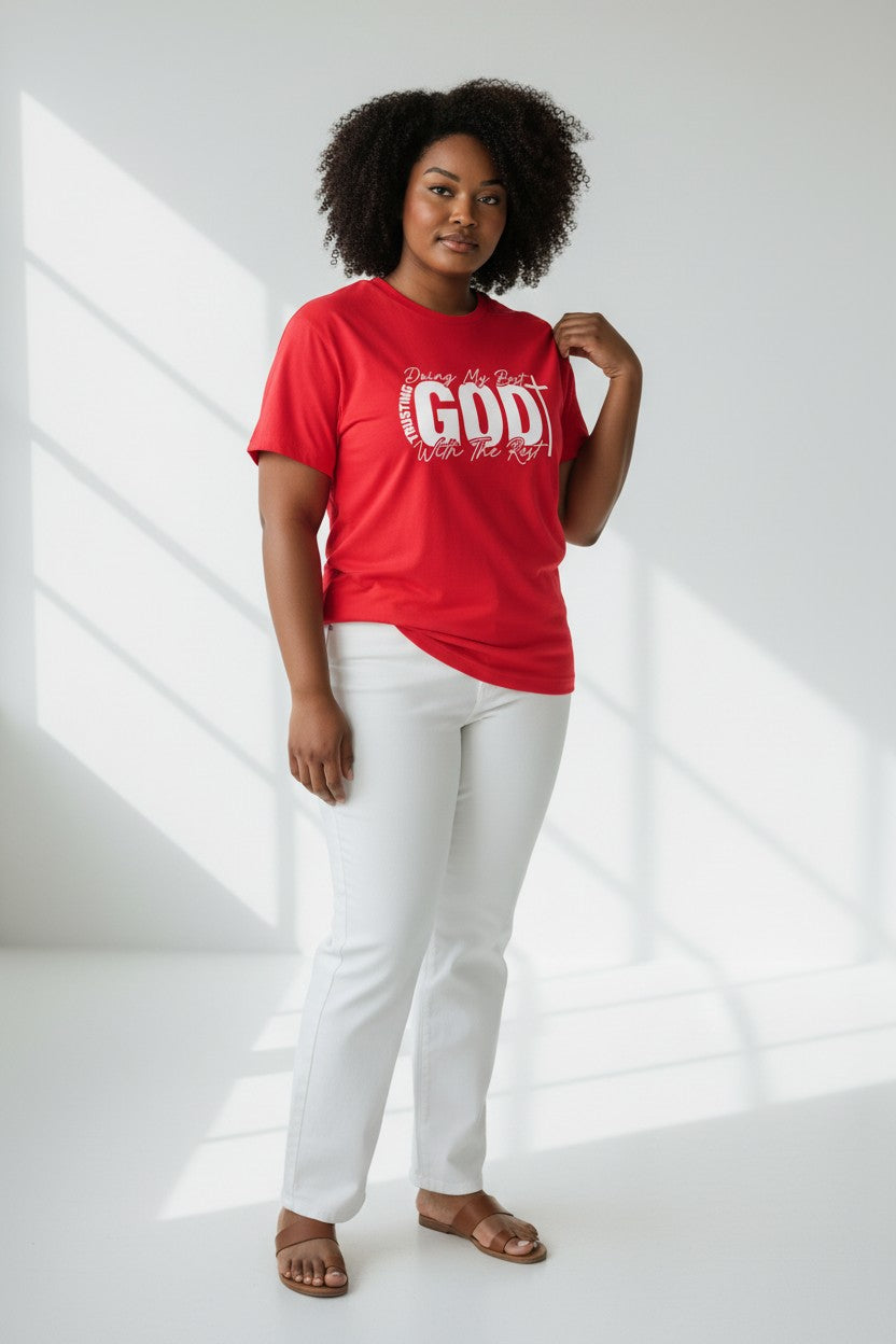 Faith T-Shirt — "Trusting God, Doing My Best" Christian Graphic Tee