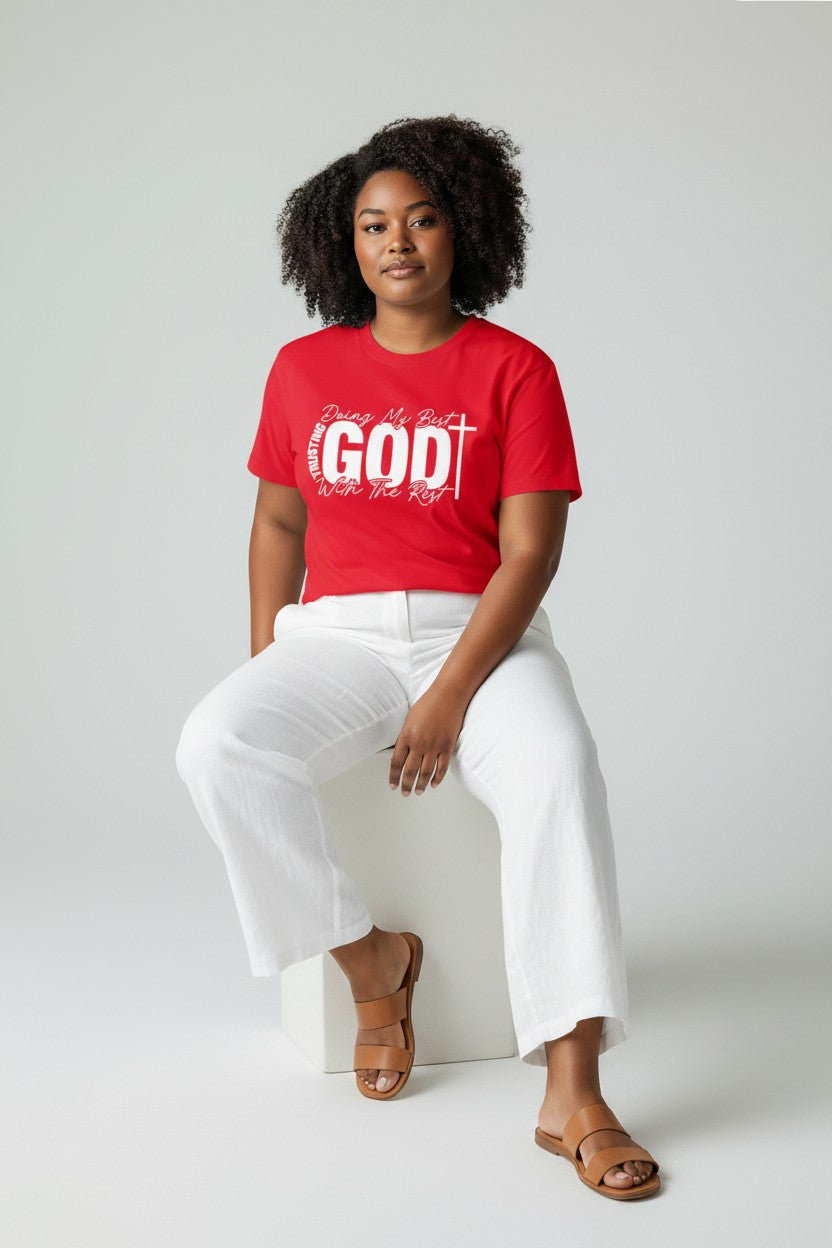 Faith T-Shirt — "Trusting God, Doing My Best" Christian Graphic Tee