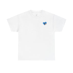 Christian T-Shirt – 'He Restores My Soul' Psalm 23:1 Heart & Cross Tee
