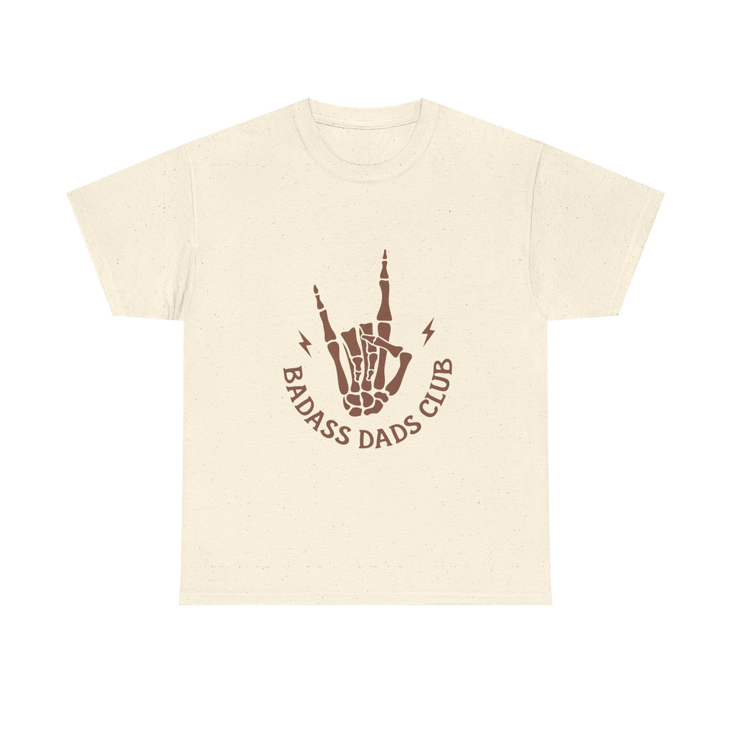 Badass Dads Club T-Shirt — Retro Skeleton Hand Rocker Tee for Cool Dads