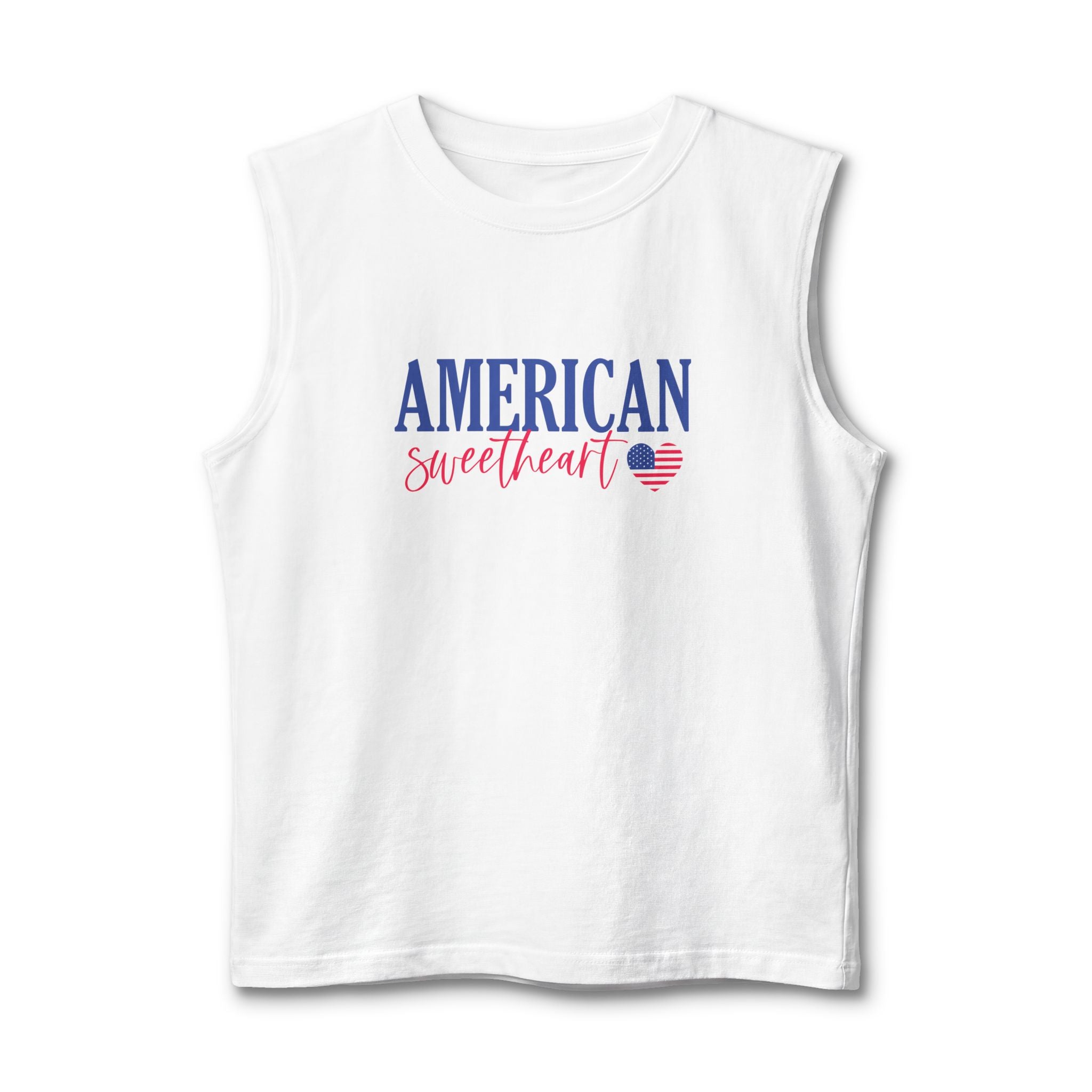 American Sweetheart Muscle Tank — Patriotic USA Flag Heart Tank Top