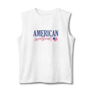 American Sweetheart Muscle Tank — Patriotic USA Flag Heart Tank Top