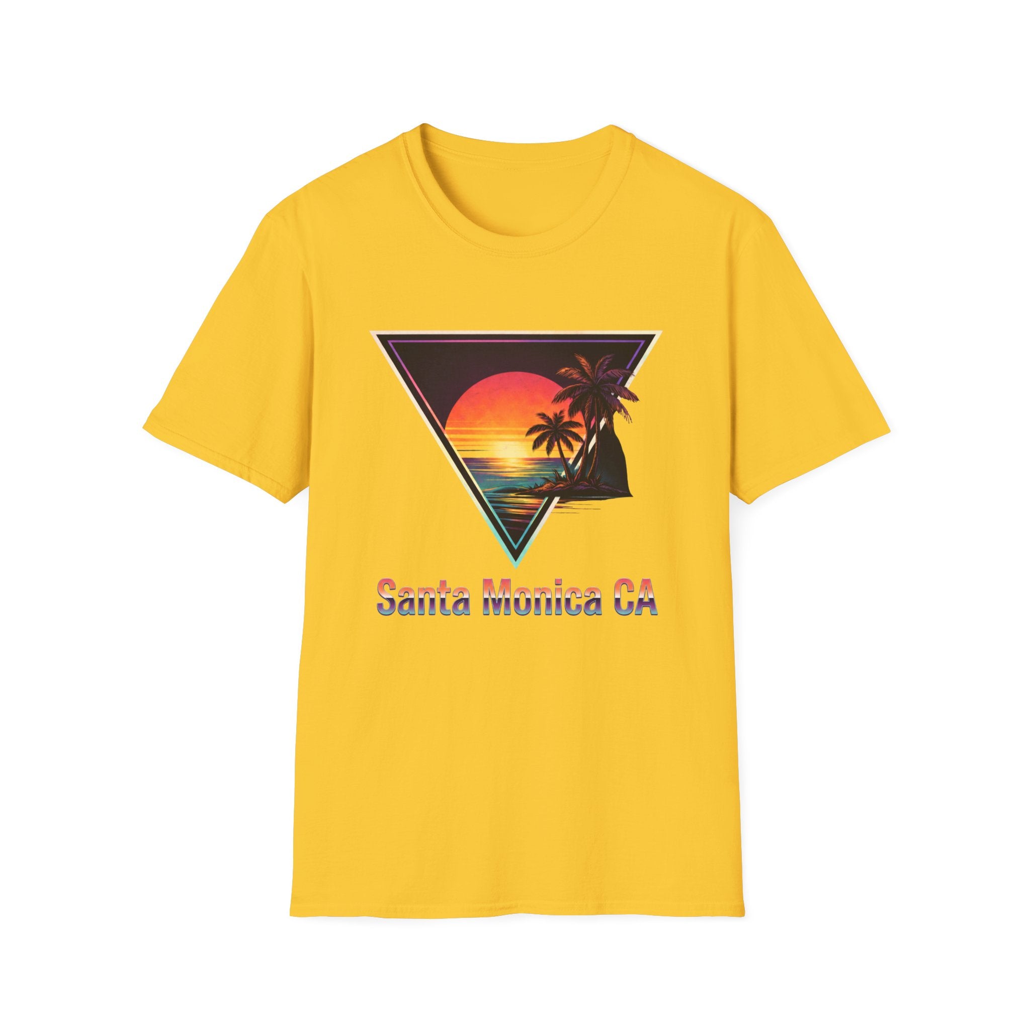 Santa Monica Sunset T-Shirt – Retro Triangle Palm Beach Tee