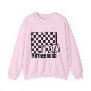 Mom Motherhood Sweatshirt – Checkerboard 'Mom' Graphic Crewneck